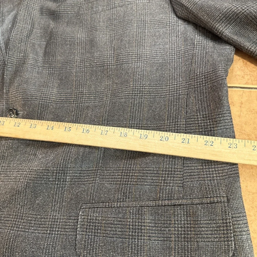 Chaps Ralph Lauren Vintage Silk Wool Brown Glen Plaid Blazer Sz 44R Jacket‎